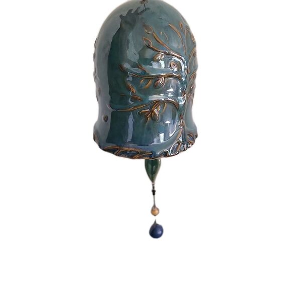 Tree of Life Ceramic Pottery Blue Whispering Bell Wind Chime NIB - Picture 7 of 15